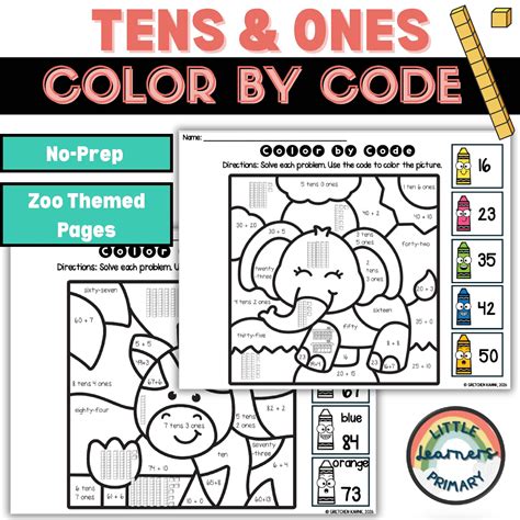 tens   color  code st grade place  worksheets