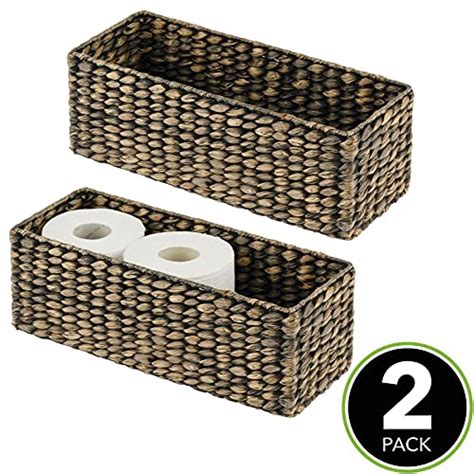 Mdesign Natural Woven Water Hyacinth Bathroom Toliet Roll Holder