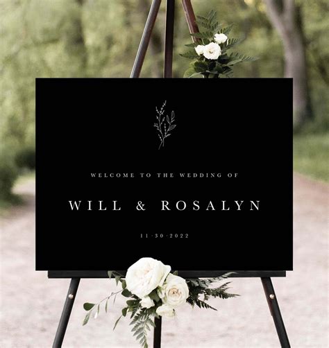 Black Wedding Welcome Sign Wedding Welcome Sign Template Rustic