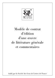 Mod Le De Contrat D Dition Lire En Document Soci T Des Gens De