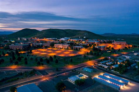 An aerial photo of Sul Ross University at twilight | Alpine, Texas