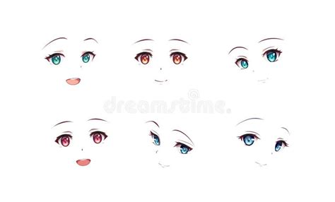 Anime Manga Boy Expressions Eyes Set. Japanese Cartoon Style Stock ...