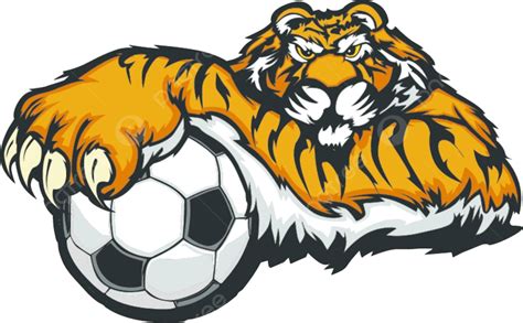 Mascote Tigre Ilustra O Vetorial De Bola De Futebol Arte Animais