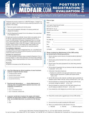 Fillable Online Evaluation Form Posttest Registration Fax Email Print