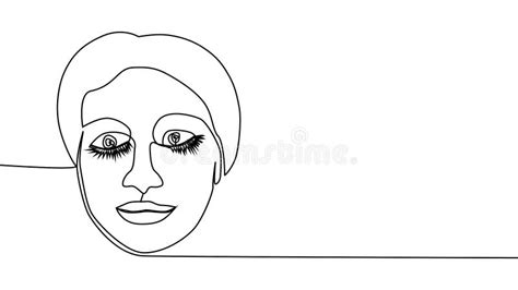 Woman Face With Flowers One Line Drawing Continuous Line Drawing Art