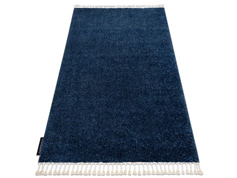 Alfombra Berber Azul Oscuro Franjas Bereber Marroqu Shaggy X Cm