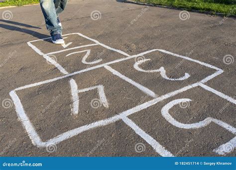 A Man Plays Hopscotch On The Street Stock Photo Image Of Hopscotch