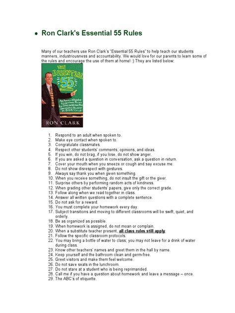 Ron Clark's Essential 55 Rules | PDF | Teachers | Communication