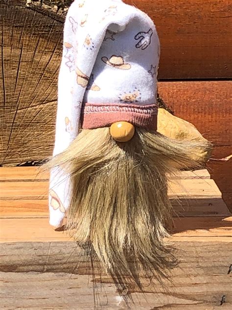 Cowboy Gnomes With Brown Beard Cowboy Themed Hat Decorated Etsy