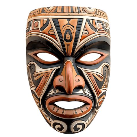 Traditional Tribal Mask With Intricate Carvings And Bold Colors