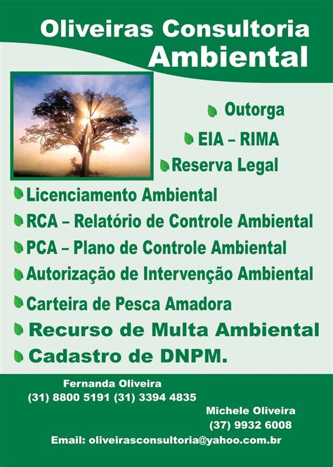 Oliveiras Consultoria Ambiental Serviços Prestados