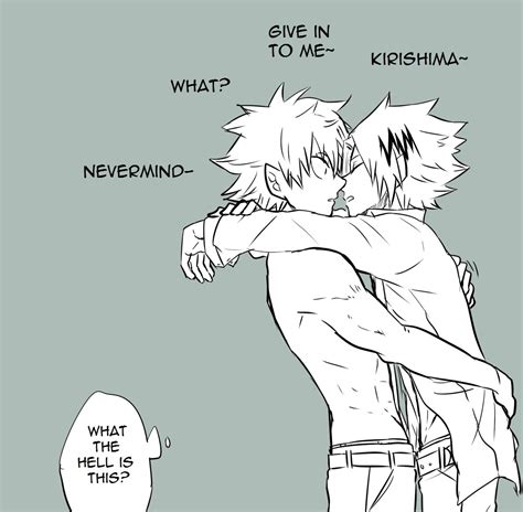 Rule 34 2boys Arms Around Neck Closed Eyes Denki Kaminari Eijirou Kirishima English Text Face