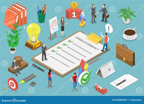 D Isometric Flat Vector Conceptual Illustration Of Code Of Conduct