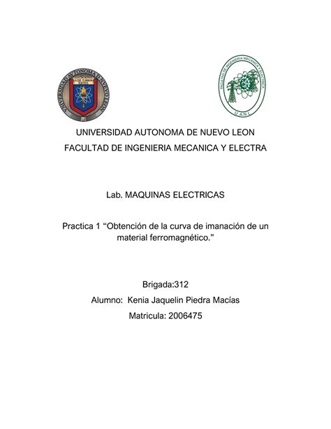 Practica 2 Maquinas Electricas UNIVERSIDAD AUTONOMA DE NUEVO LEON