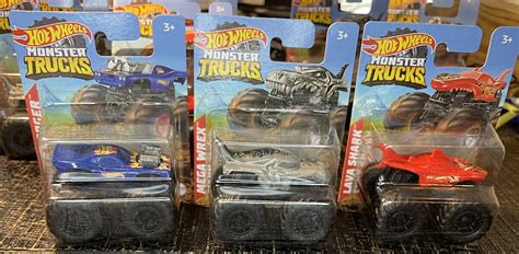 Hot Wheels Monster Trucks Lava Shark Rodger Dodger And Mega Wrex Lot Of 3 Ebay