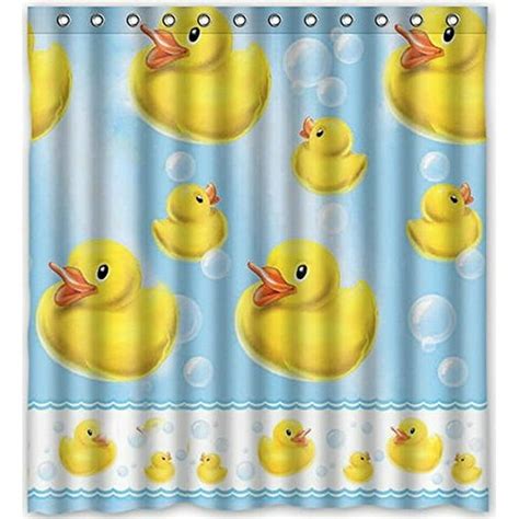 HelloDecor Yellow Rubber Duck Image For Shower Curtain Polyester Fabric ...