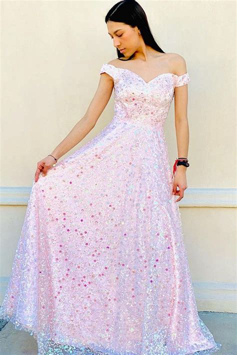 Gorgeous Off Shoulder Pink Lace Floral Long Prom Dress Off The Should Abcprom