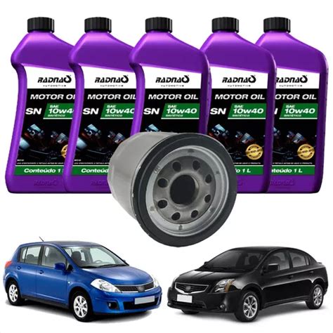 Kit Troca De Oleo Radnaq 10w40 Nissan Tiida Sentra 1 8 2 0