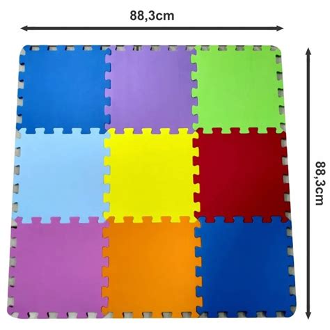 Tapete Tatame EVA Para Atividades Infantis 9 Pçs Liso Color