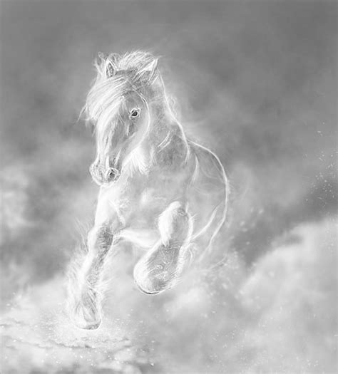 Premium Photo | The beautiful white wild stallion running on clouds