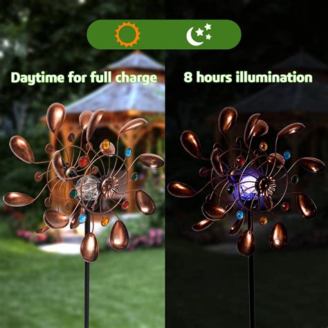 Alladinbox Solar Wind Spinner In Bronze Metal With Multi Color Led