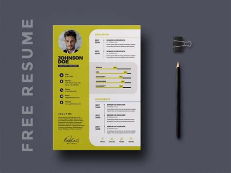 Free Professional Psd Resume Template By James Han On Dribbble