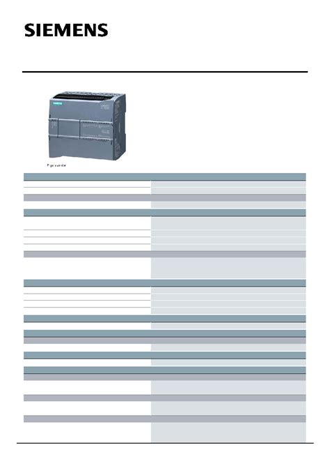 6ES7214 1AG40 0XB0 Datasheet 1 7 Pages SIEMENS SIMATIC S7 1200 CPU