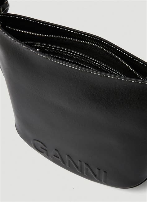 Banner Hobo Medium Shoulder Bag In Black Ganni