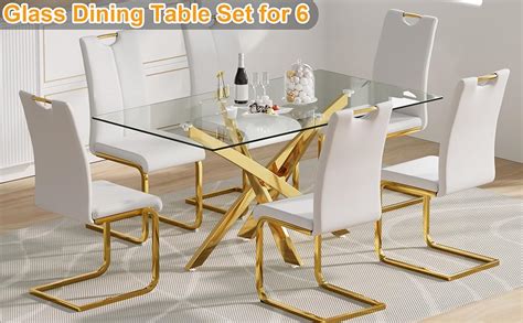 Amazon Glass Dining Table Set For 6 51 Glass Kitchen Table Set