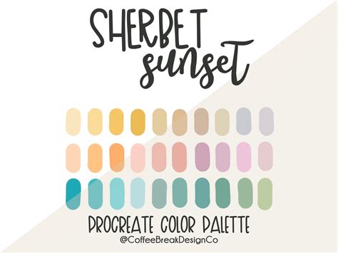 Procreate Color Palette Sherbet Sunset Sherbet Inspired Etsy