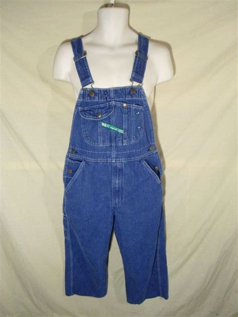 VINTAGE Men's KEY IMPERIAL Overalls Denim Bibs Faded Distressed SHORT ...