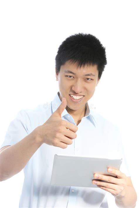 Smiling Asian Man Giving A Thumbs Up Stock Image Image Of Digital