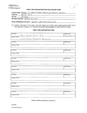 Fillable Online Oregon First Teer Subcontractor Disclosure Form Iii