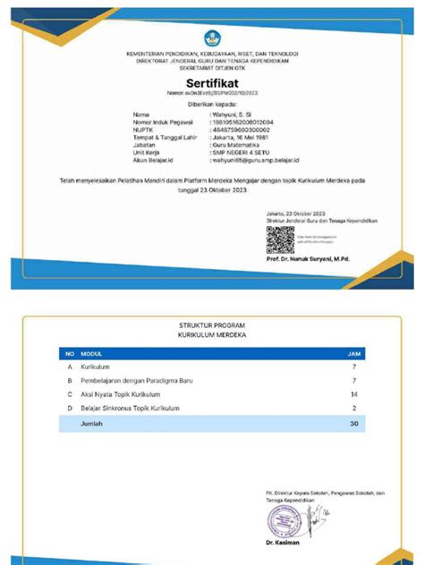 Sertifikat Kurikulum Merdeka Oke Pdf