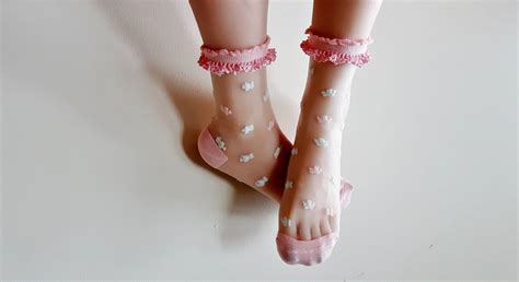 Sheer Ankle Socks for Women/crochet Lace Trim Ankle Socks/pink - Etsy