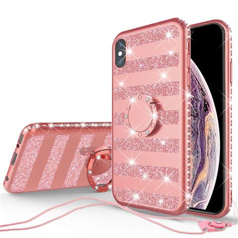 Glitter Cute Phone Case Girls Kickstand Compatible For Apple Iphone Xr