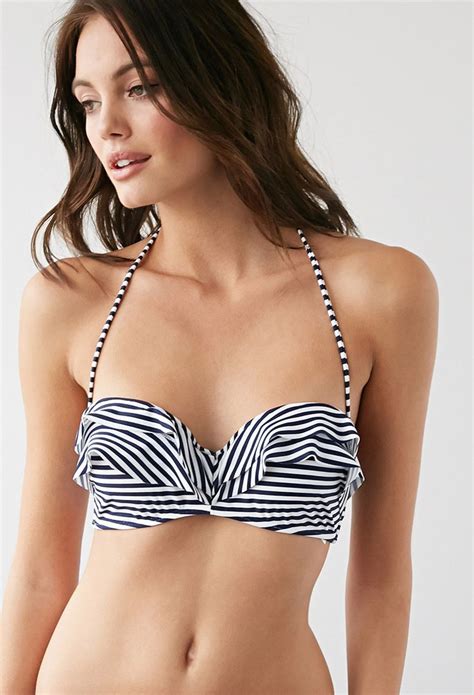 Ruffled Stripe Underwire Bikini Top Swimwear Fashion Bikinis Bikini