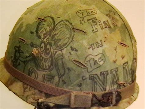 U S M 1 Helmet Used In Vietnam With Original Graffiti On Helmet Cover Collectors Weekly