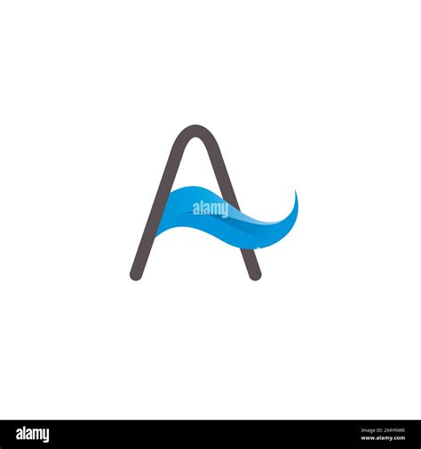 Letter A Wave Logo With Grey And Blue Color A Initial Logo Stock