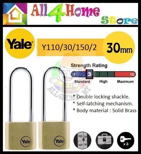 Yale Y Solid Brass Long Shackle Padlock Keyed Alike System