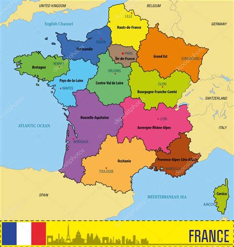 Vector Mapa Político Altamente Detallado De Francia Con Regiones Y Sus