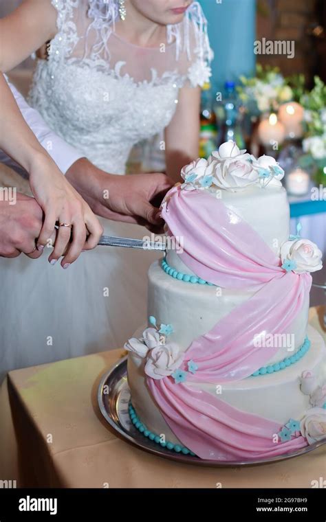 Le Couple De La Mariée Et Du Marié Ont Coupé Un Gâteau De Mariage à