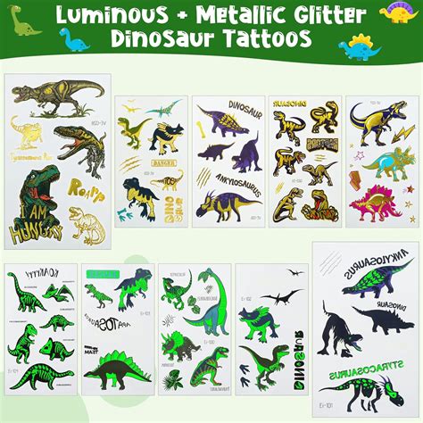 Tatuajes Temporales Luminosos De Dinosaurio Para Ni Os Suministros De