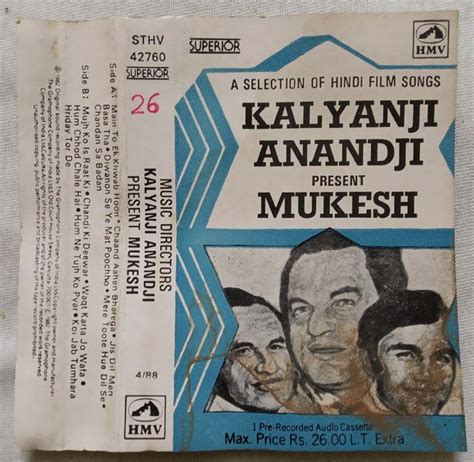 Kalyanji Anandji Present Mukesh Hindi Audio Cassette - Tamil Audio CD, Tamil Vinyl Records ...