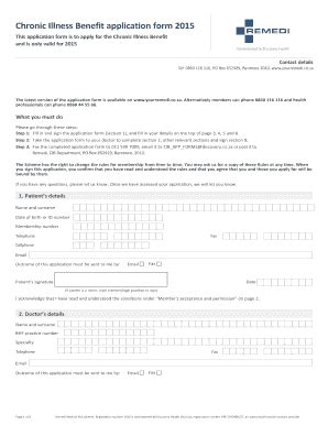 Fillable Online Chronic Illness Benefit Application Form Fax Email