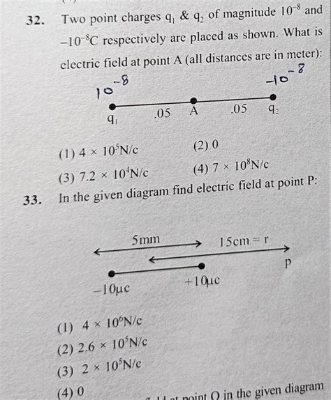 In The Given Diagram Find Electric Field At Point P Filo