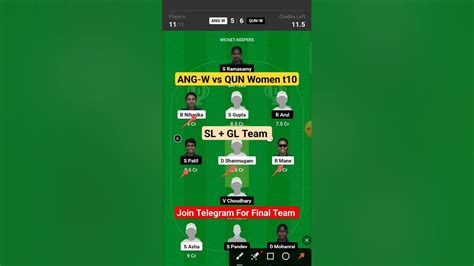 Ang W Vs Qun W Dream11 Prediction Ang W Vs Qun W Dream11 Team Pondicherry Womens T10 Dream11