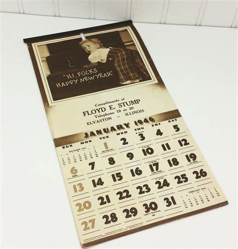 1946 Little Boy Wall Calendar Hi Folks Household Hints Etsy Wall