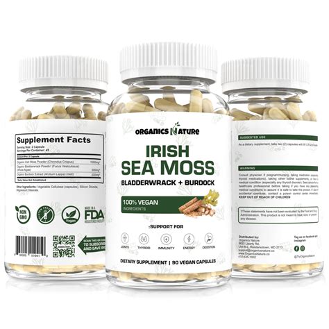 Irish Sea Moss Capsules 100 Organic Organics Nature