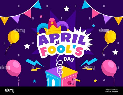 April Fools Day Social Media Background Flat Cartoon Hand Drawn Templates Illustration Stock